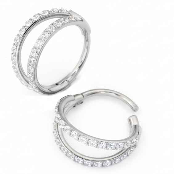 Anneau Nez Double Crystal