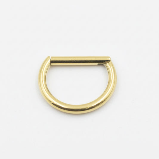 anneau D piercing clicker titane doré PVD gold barre droite septum smiley 1.2mm