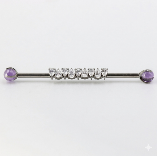 piercing barbell industriel astree titane amethyste zircons poire studio helix⁠