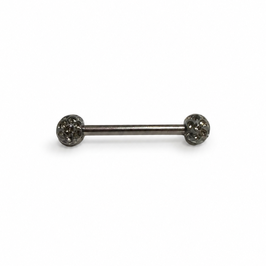 piercing langue barbell titane astm f136 bille multicristal recouvert acrylique lisse coloris blanc boreal gris violet fuchsia rouge bleu⁠