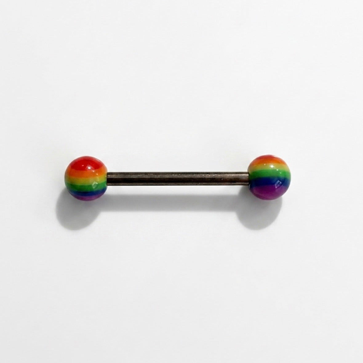 piercing langue barbell titane astm f136 billes acrylique motif arc en ciel rainbow studio helix