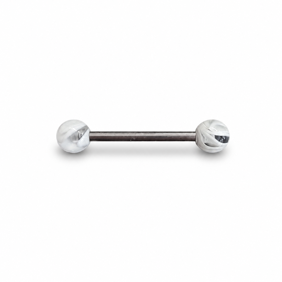 piercing langue barbell titane astm f136 billes acrylique effet fume marbre blanc violet bleu orange studio helix