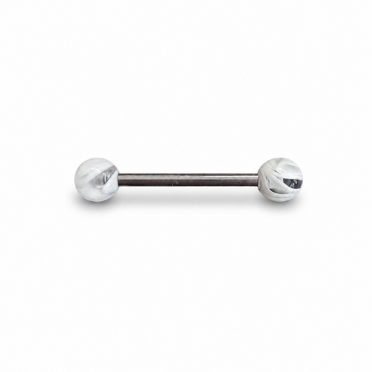 piercing langue barbell titane astm f136 billes acrylique effet fume marbre blanc violet bleu orange studio helix