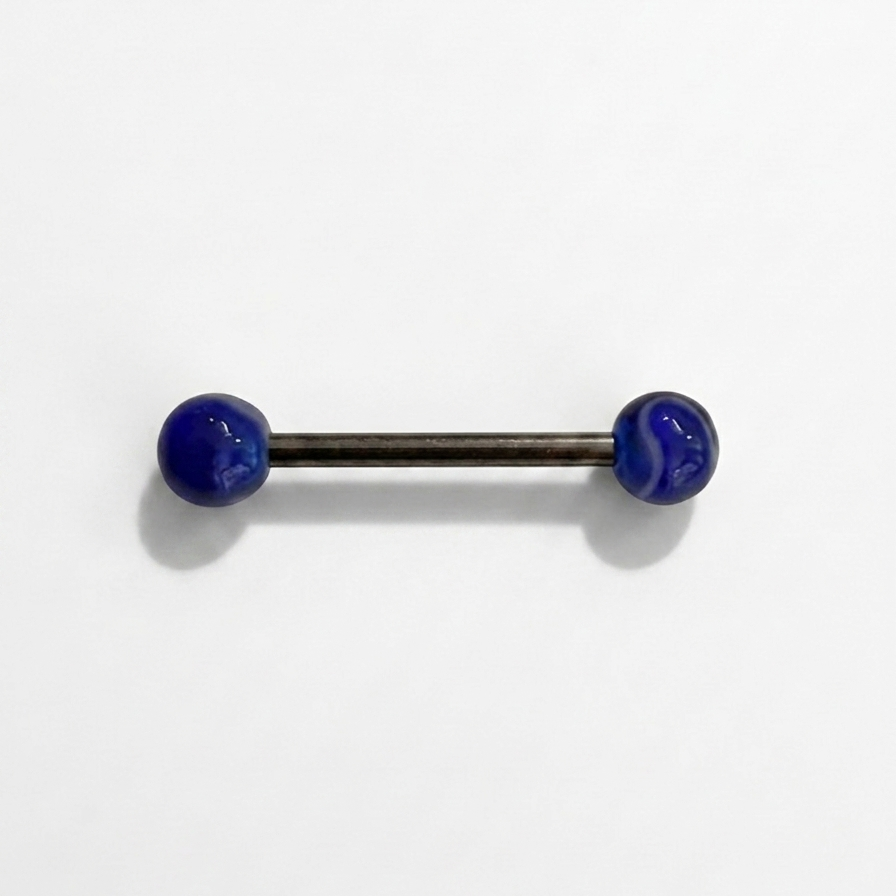 piercing langue barbell titane astm f136 billes acrylique effet fume marbre blanc violet bleu orange studio helix