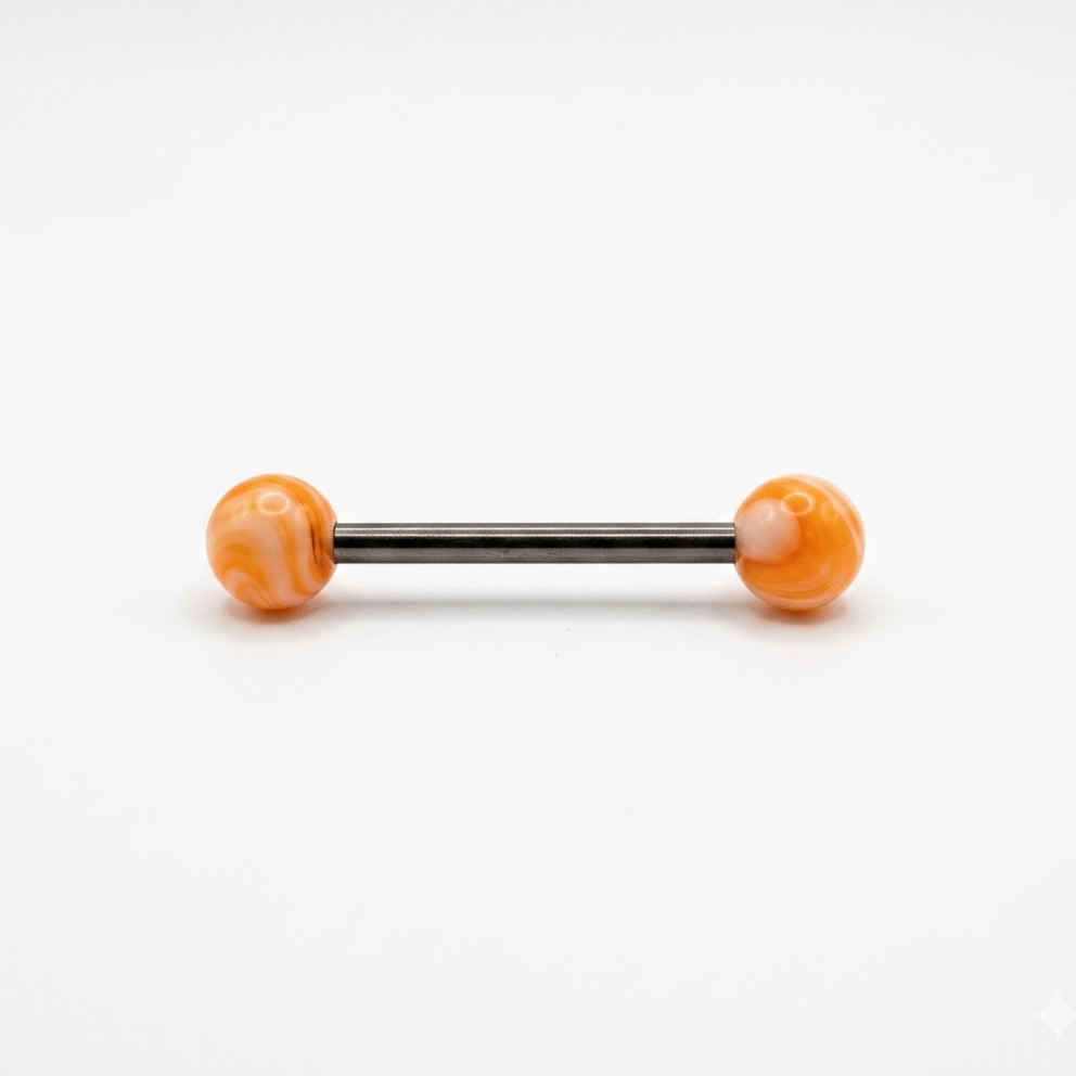 piercing langue barbell titane astm f136 billes acrylique effet fume marbre blanc violet bleu orange studio helix