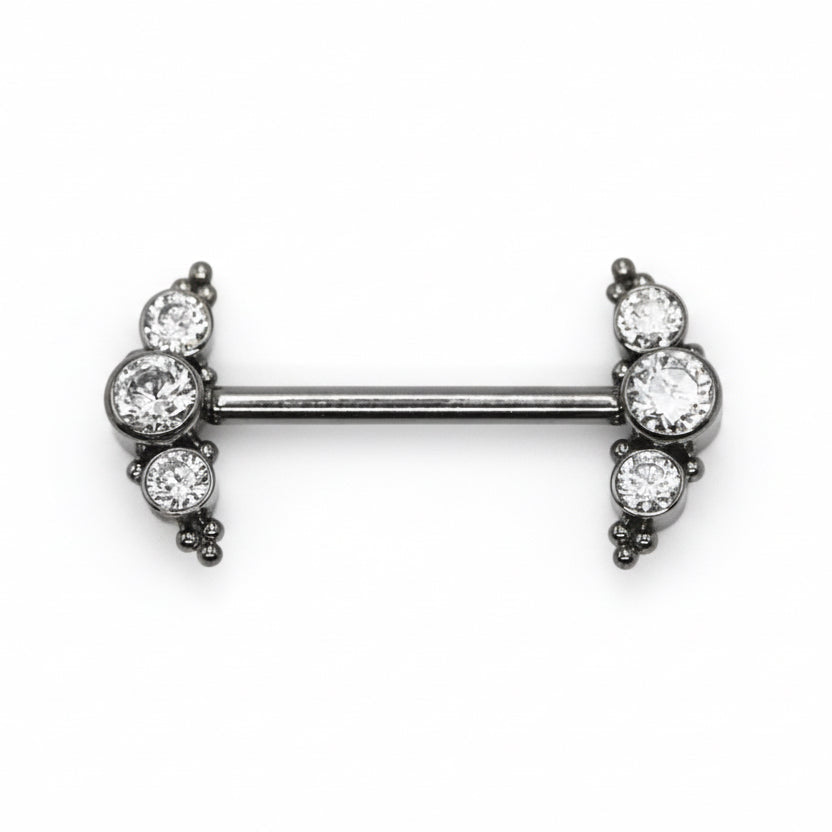 piercing téton titane cluster indiana zircons cubiques cristaux système threadless 14mm