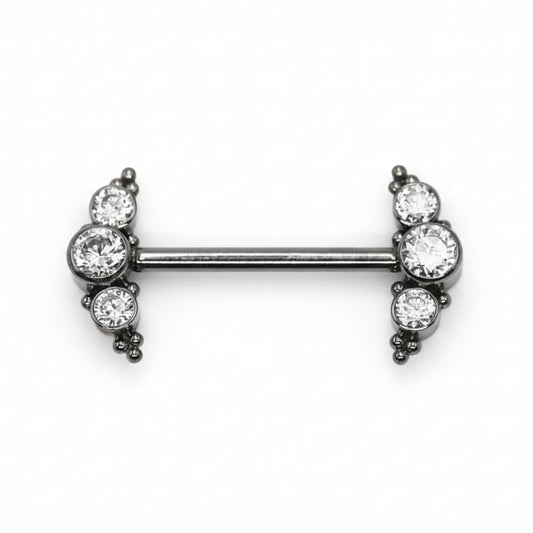 piercing téton titane cluster indiana zircons cubiques cristaux système threadless 14mm
