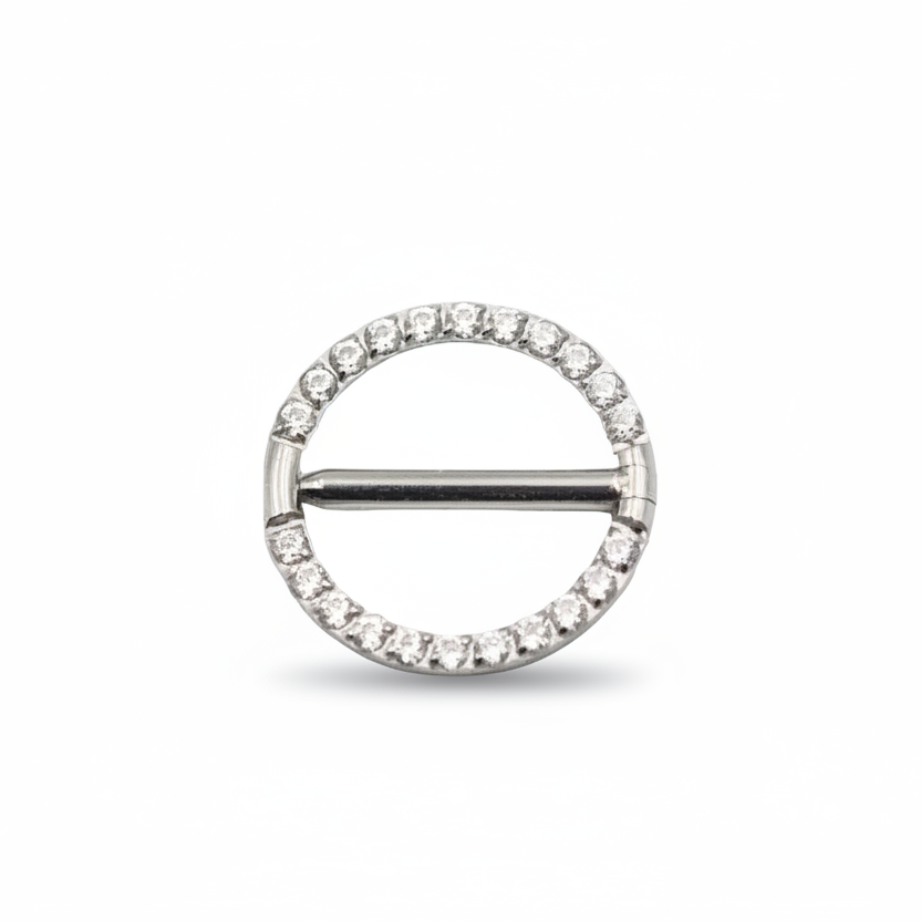 piercing téton anneau clicker titane strass zircons ouverture flip latérale