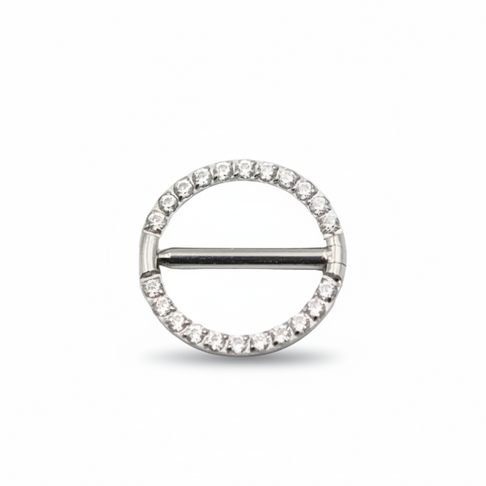 piercing téton anneau clicker titane strass zircons ouverture flip latérale