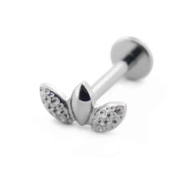 Labret pétales en titane argenté texturé - Studio Hélix