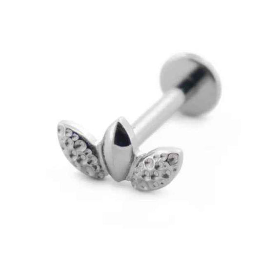 Labret pétales en titane argenté texturé - Studio Hélix