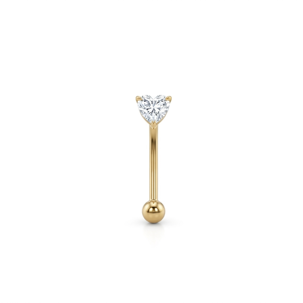 micro banane piercing titane doré PVD gold zircon blanc forme coeur brillant vissage interne 1.2x10mm