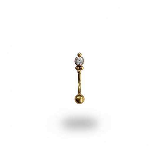 piercing micro banane titane doré PVD gold collection indiana zircon brillant billes perlées vissage interne