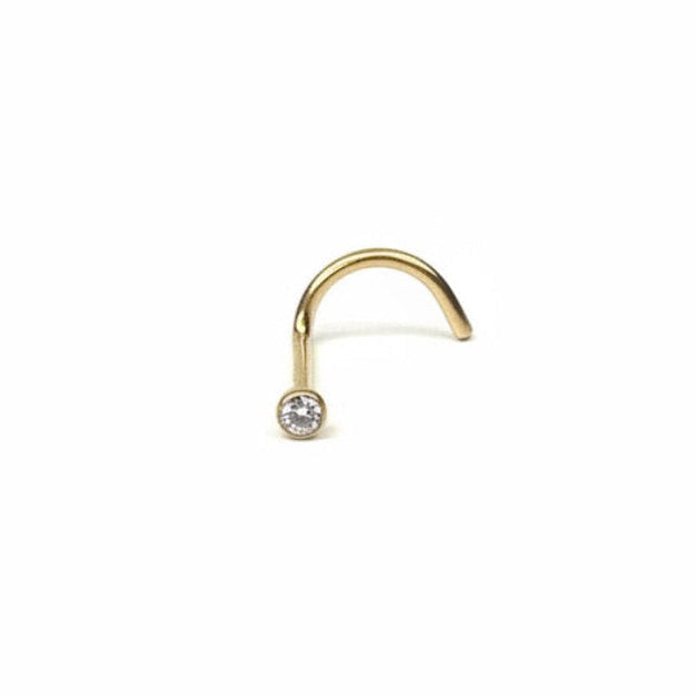 piercing nez stud titane doré avec strass