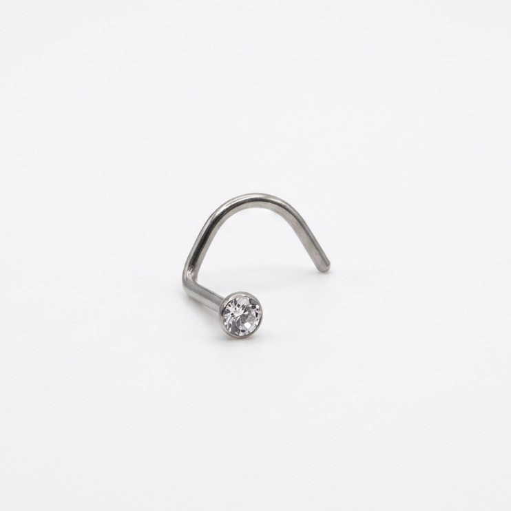 piercing nez stud titane strass brillant argenté