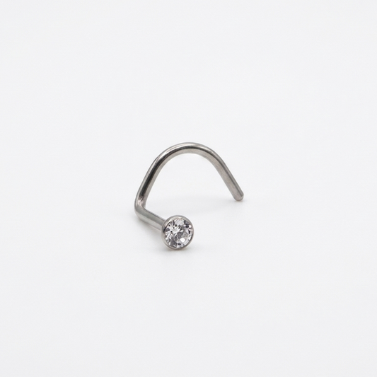 piercing nez stud titane strass brillant argenté