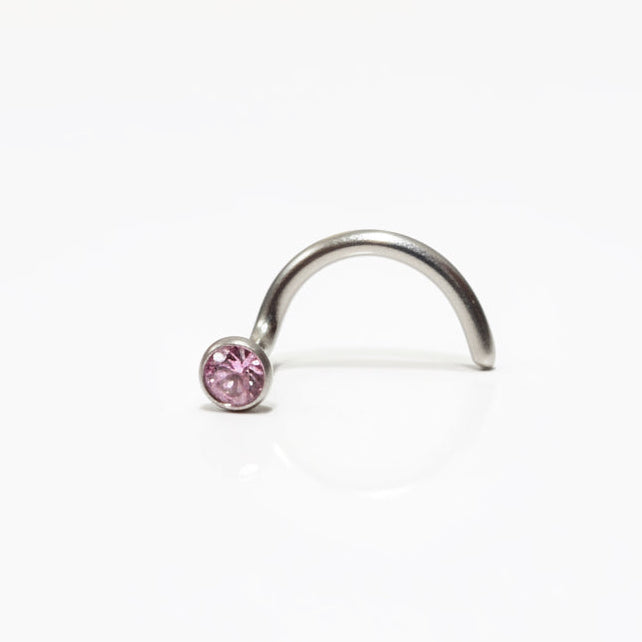 Piercing Nez Titane Strass Cristal Rose