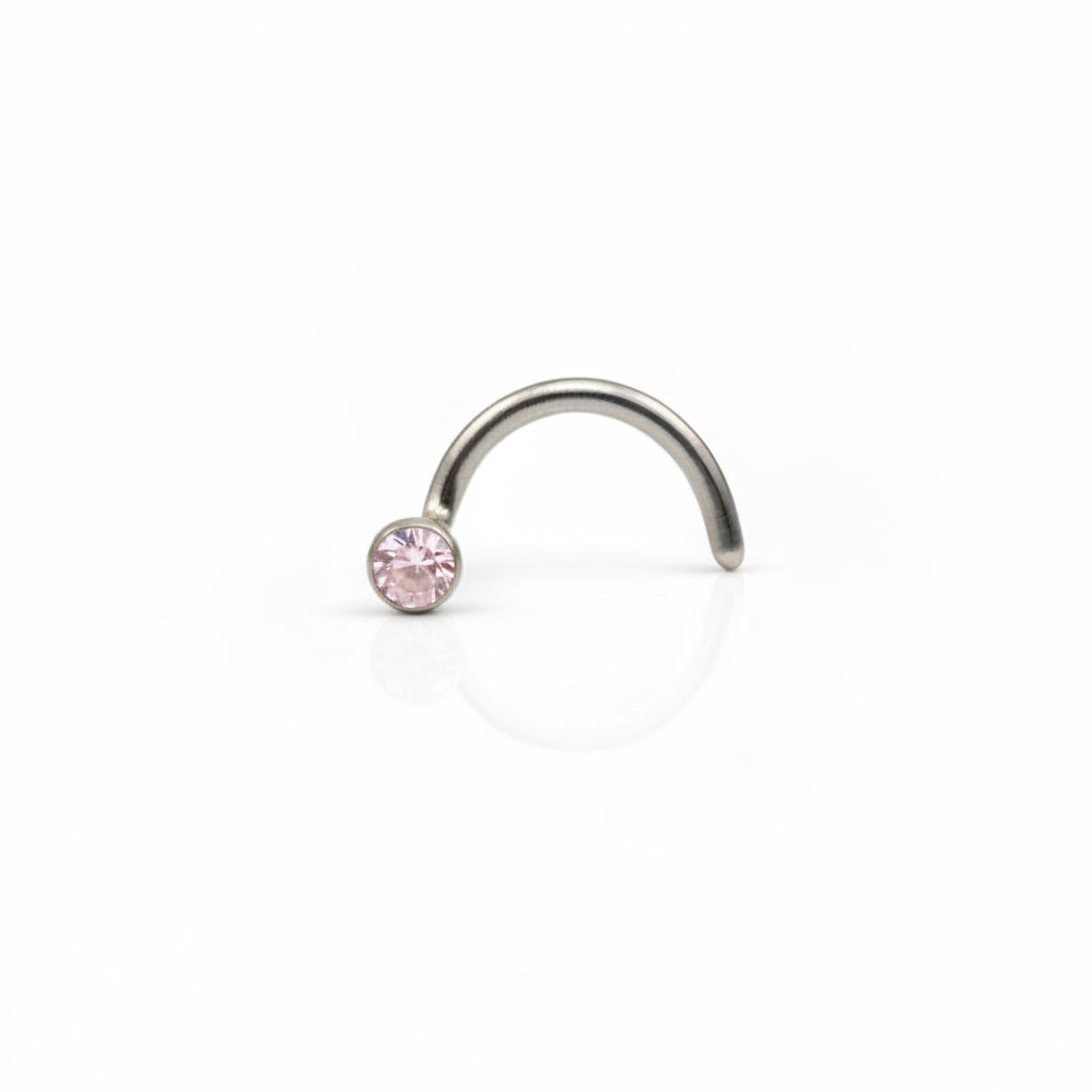 Piercing Nez Titane Strass Cristal Rose Clair