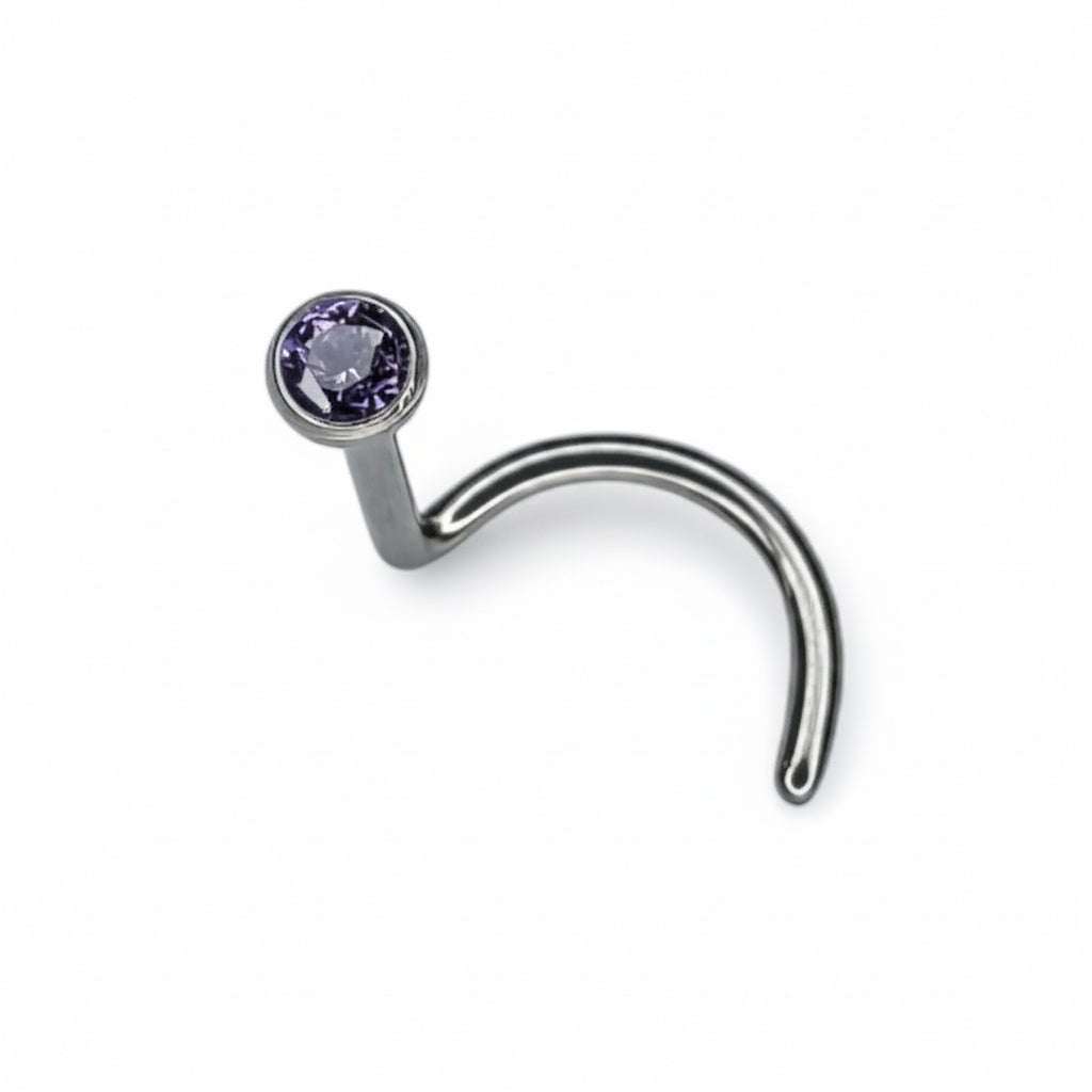 Piercing Nez Titane Strass Cristal Violet