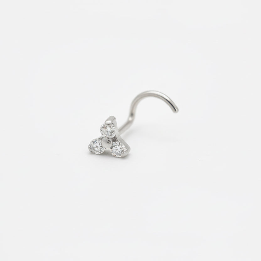 piercing nez trinity titane argenté 3 strass cristal