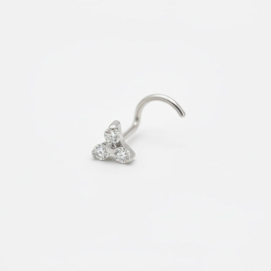 piercing nez trinity titane argenté 3 strass cristal